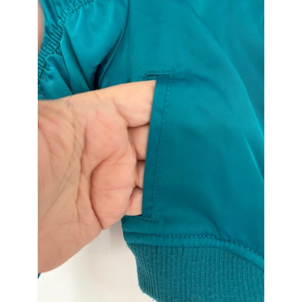 Cat & Jack Baby Teal Bomber Jacket Rainbow Cloud Raindrops 12M Full Zip Fleece
